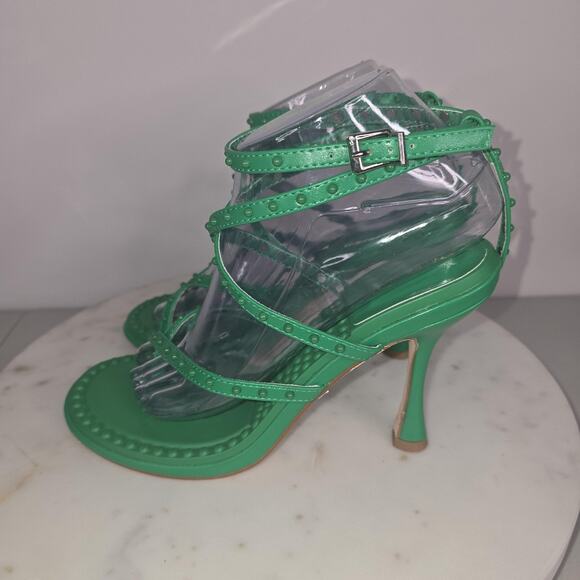 Azalea Wang Shoes Womens Size 8 Green Strappy Studded Heel Sandals SKIP-GREEN - Picture 5 of 13